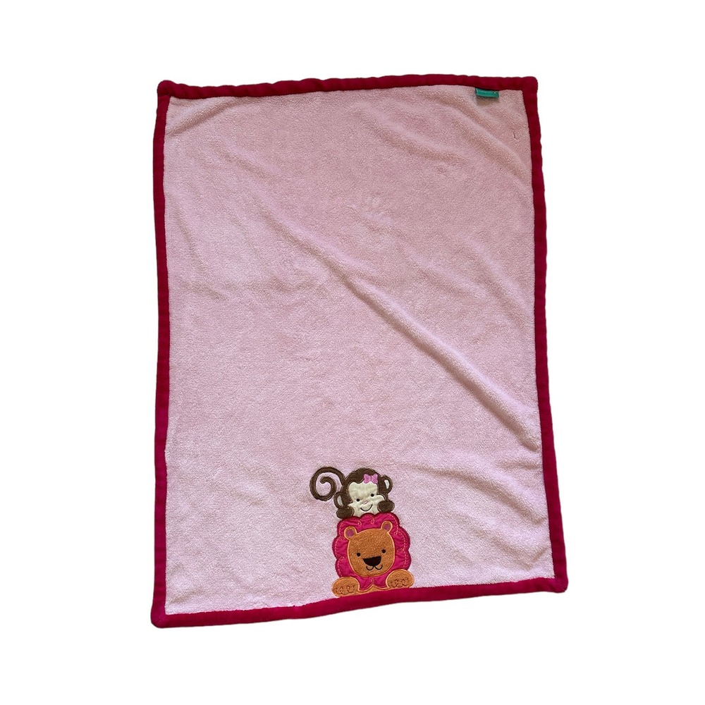 Tiddliwinks Pink Lion Monkey Baby Blanket Lovey Security Kids *With Tear*